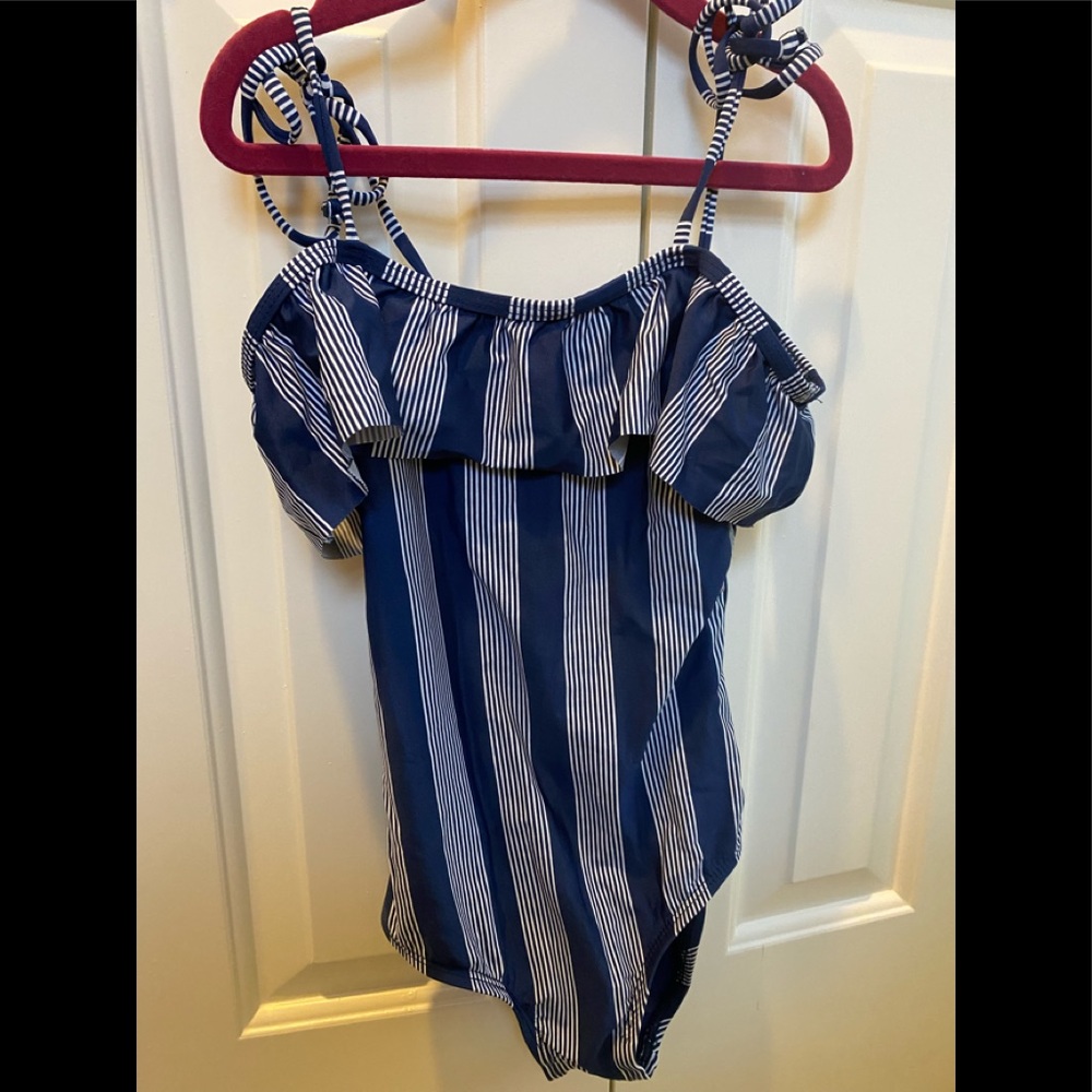KIDS splendid size 10 full piece navy/white stripped bathing suit